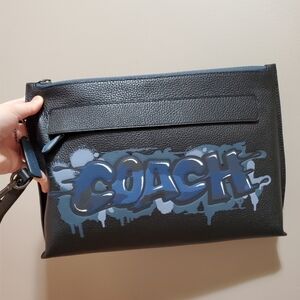 Coach Black and Blue Graffiti Toiletry Bag